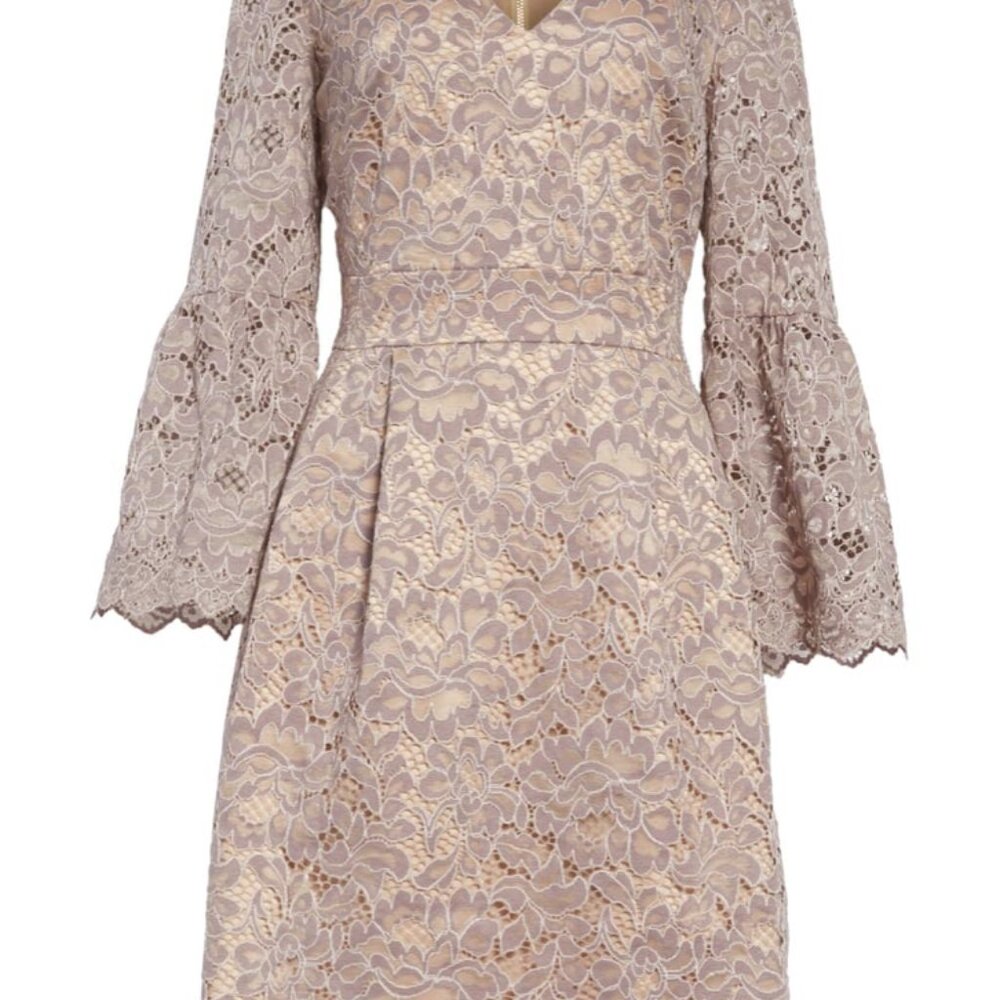 Eliza J. 3/4 Sleeve Fit & Flare Dress w/ POCKETS! Purple Lavender Lace Size 8